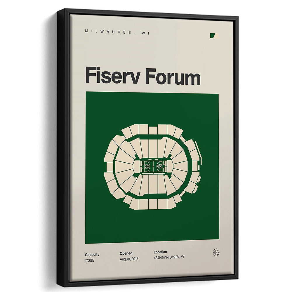 Milwaukee Bucks Stadium Print, Fiserv Forum Stadium Print, Man Cave Gift, Floating Framed Canvas Print Wall Art
