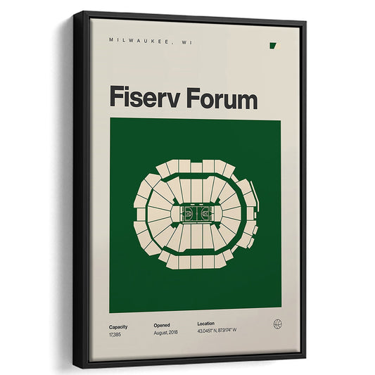 Milwaukee Bucks Stadium Print, Fiserv Forum Stadium Print, Man Cave Gift, Floating Framed Canvas Print Wall Art