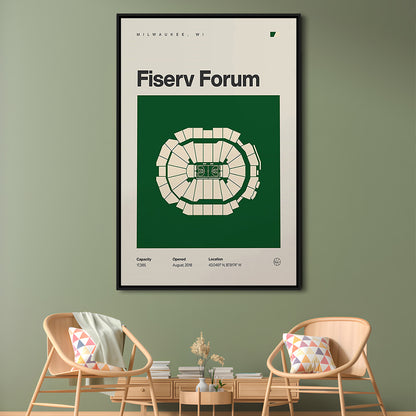 Milwaukee Bucks Stadium Print, Fiserv Forum Stadium Print, Man Cave Gift, Floating Framed Canvas Print Wall Art