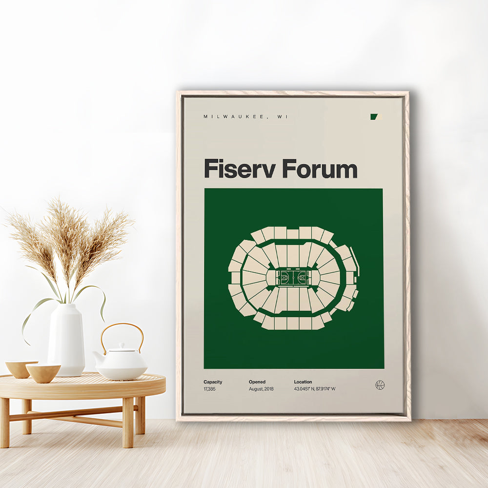 Milwaukee Bucks Stadium Print, Fiserv Forum Stadium Print, Man Cave Gift, Floating Framed Canvas Print Wall Art