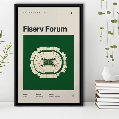 Milwaukee Bucks Stadium Print, Fiserv Forum Stadium Print, Man Cave Gift, Floating Framed Canvas Print Wall Art