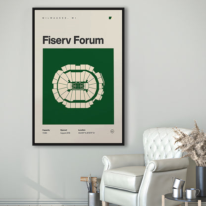 Milwaukee Bucks Stadium Print, Fiserv Forum Stadium Print, Man Cave Gift, Floating Framed Canvas Print Wall Art