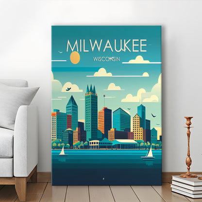 Milwaukee Retro Art Print, Milwaukee City Wall Art, Canvas Print, Painting Canvas, Living Room Decor