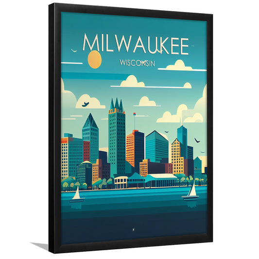 Milwaukee Retro Art Print, Milwaukee City Wall Art, Framed Art Print, Picture Framed, Painting Art