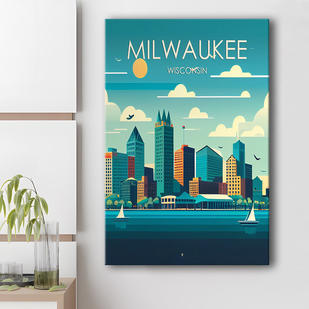 Milwaukee Retro Art Print, Milwaukee City Wall Art, Canvas Print, Painting Canvas, Living Room Decor
