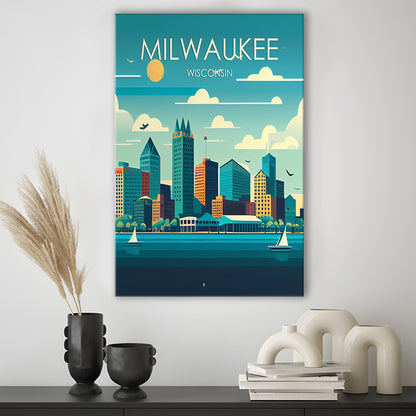Milwaukee Retro Art Print, Milwaukee City Wall Art, Canvas Print, Painting Canvas, Living Room Decor