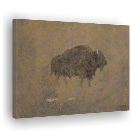 Minimalist Bison Art Southwestern Decor Western Painting Vintage Buffalo Print Rustic Decor, Bison Canvas Print Wall Art