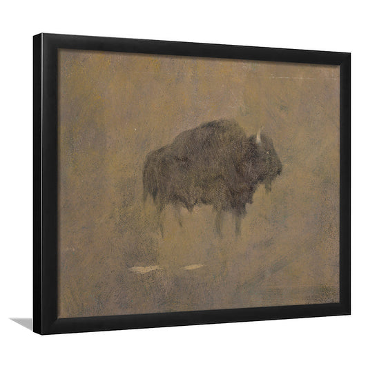 Minimalist Bison Art Southwestern Decor Western Painting, Buffalo Rustic Decor, Bison Framed Art Print Wall Decor