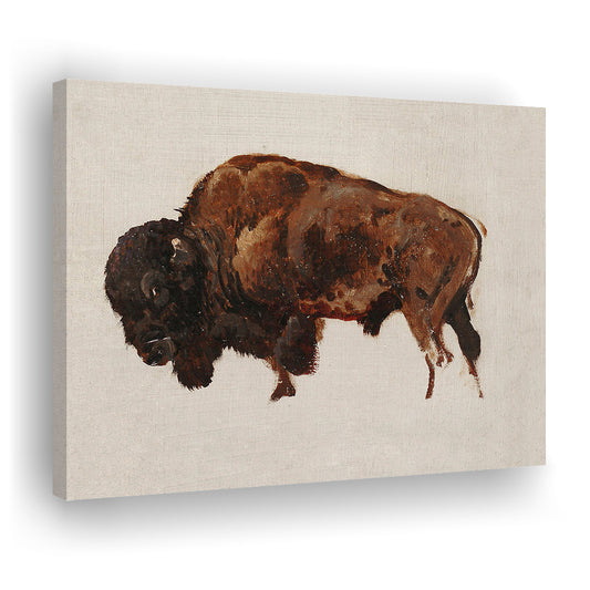 Minimalist Buffalo Canvas Print Wall Art, Vintage Bison Oil Painting Yellowstone Buffalo Canvas Print Wall Art, American Bison