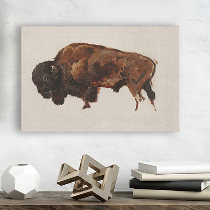 Minimalist Buffalo Canvas Print Wall Art, Vintage Bison Oil Painting Yellowstone Buffalo Canvas Print Wall Art, American Bison