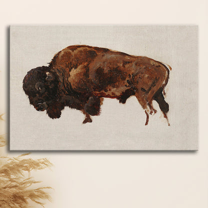 Minimalist Buffalo Canvas Print Wall Art, Vintage Bison Oil Painting Yellowstone Buffalo Canvas Print Wall Art, American Bison