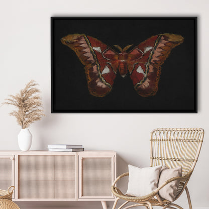 Minimalist Monarch Butterfly Framed Canvas Print Wall Art, Vintage Butterfly Oil Painting Antique Botanical