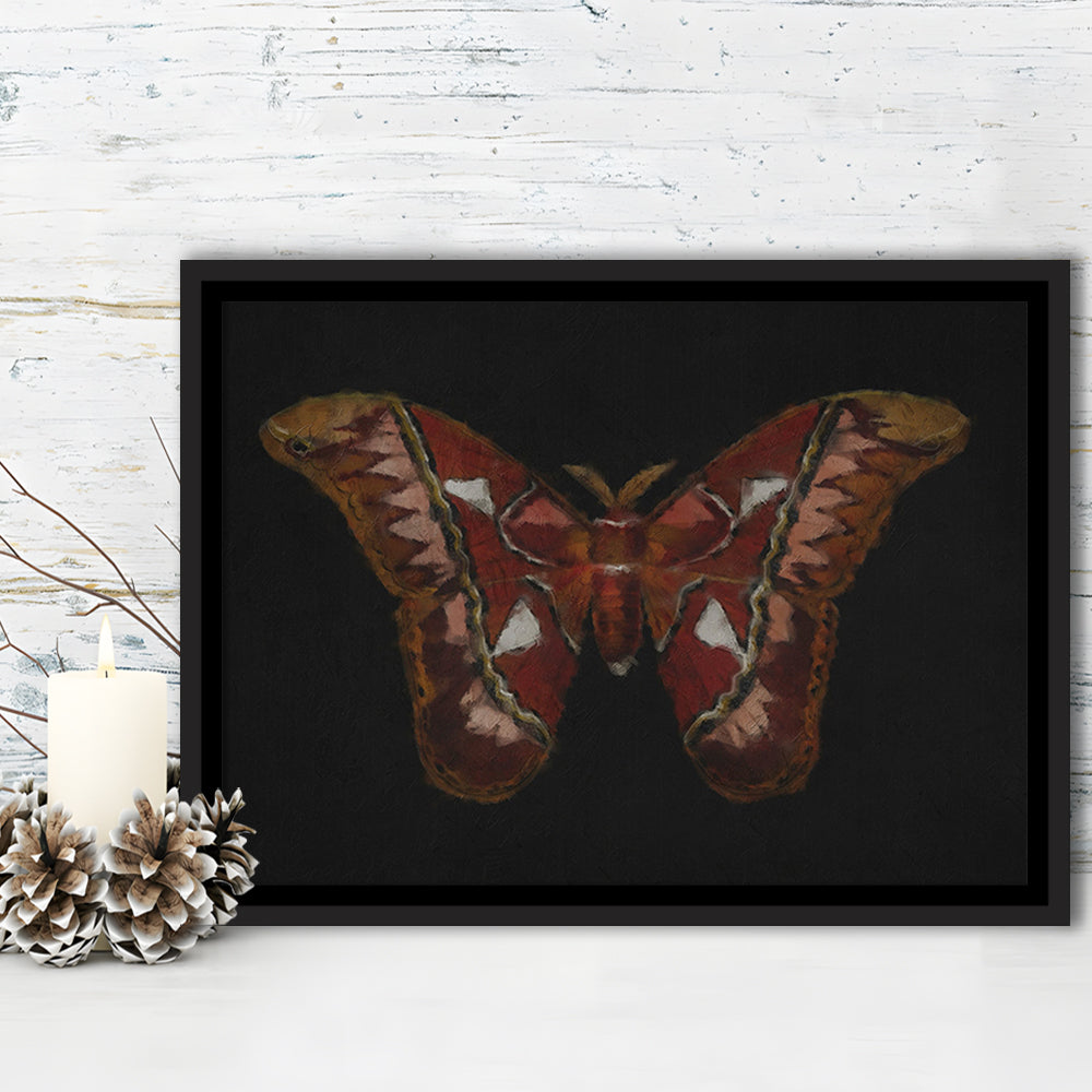 Minimalist Monarch Butterfly Framed Canvas Print Wall Art, Vintage Butterfly Oil Painting Antique Botanical