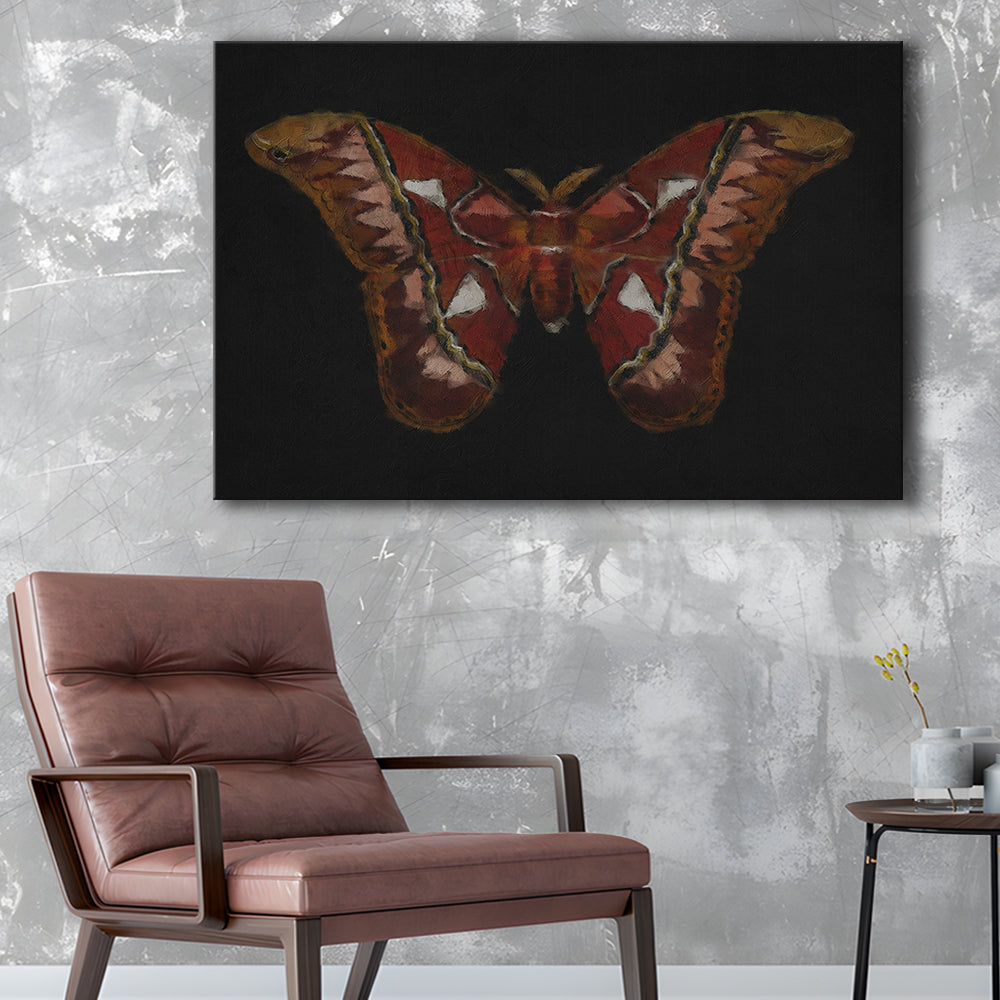 Minimalist Monarch Butterfly Canvas Print Wall Art, Vintage Butterfly Oil Painting Antique Botanical