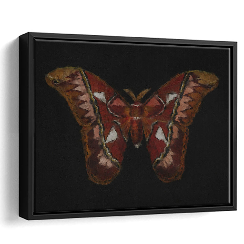 Minimalist Monarch Butterfly Framed Canvas Print Wall Art, Vintage Butterfly Oil Painting Antique Botanical