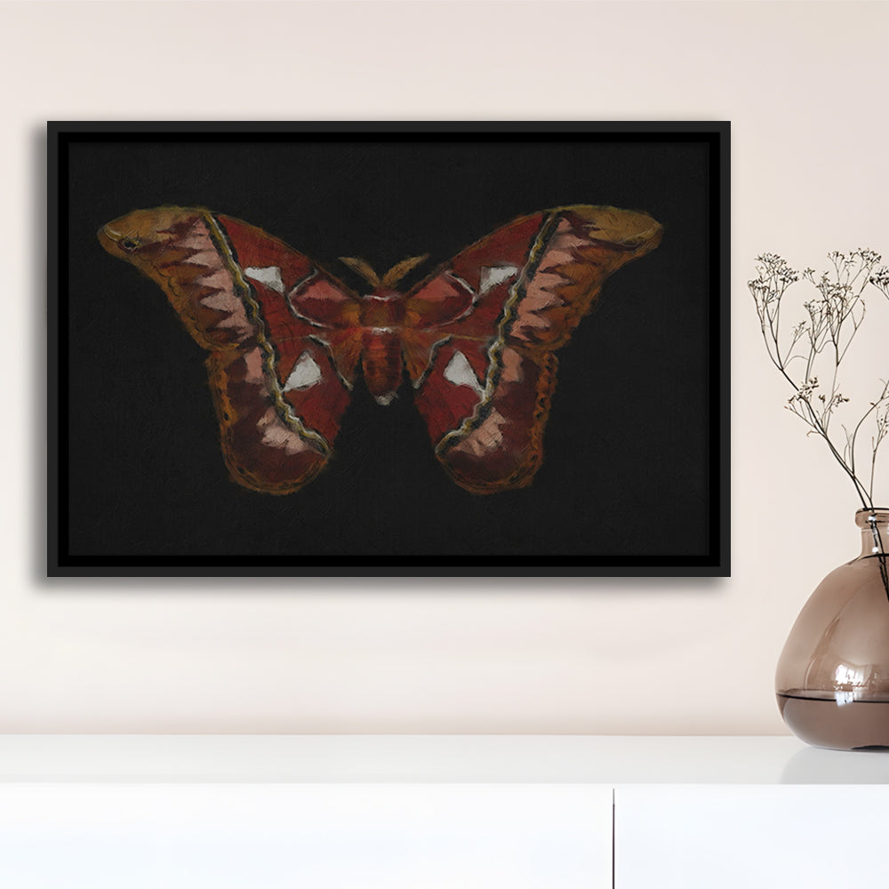 Minimalist Monarch Butterfly Framed Canvas Print Wall Art, Vintage Butterfly Oil Painting Antique Botanical