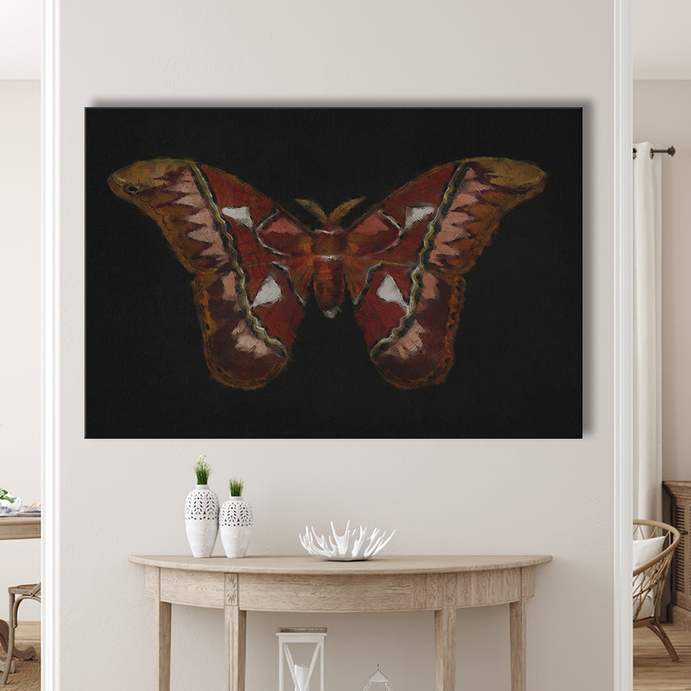 Minimalist Monarch Butterfly Canvas Print Wall Art, Vintage Butterfly Oil Painting Antique Botanical