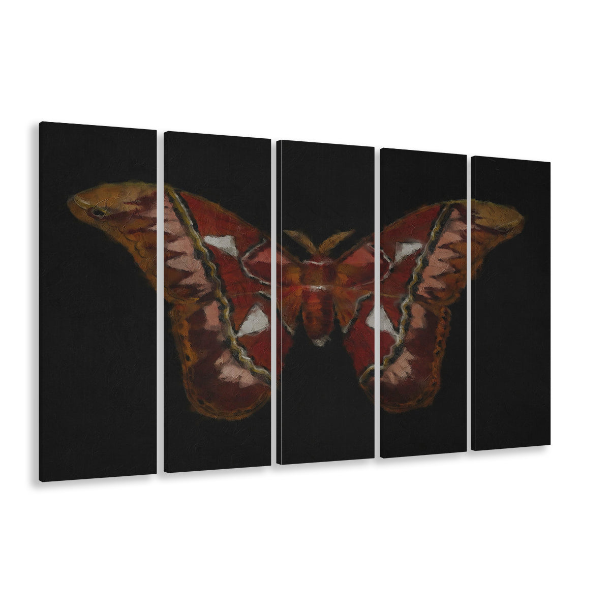 Minimalist Monarch Butterfly 5 Panels Canvas Print Wall Art, Vintage Butterfly Oil Painting Antique Botanical