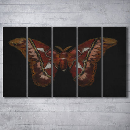Minimalist Monarch Butterfly 5 Panels Canvas Print Wall Art, Vintage Butterfly Oil Painting Antique Botanical