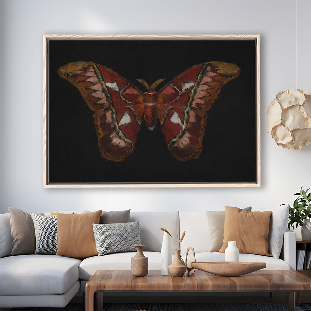 Minimalist Monarch Butterfly Framed Canvas Print Wall Art, Vintage Butterfly Oil Painting Antique Botanical