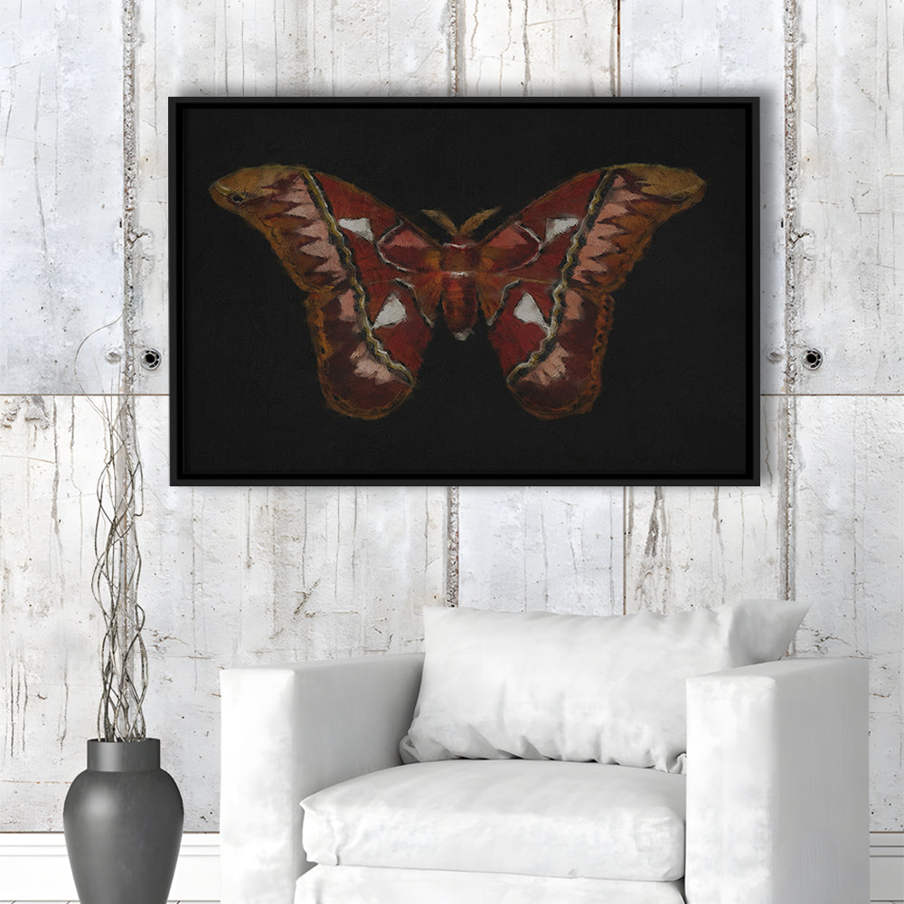 Minimalist Monarch Butterfly Framed Canvas Print Wall Art, Vintage Butterfly Oil Painting Antique Botanical