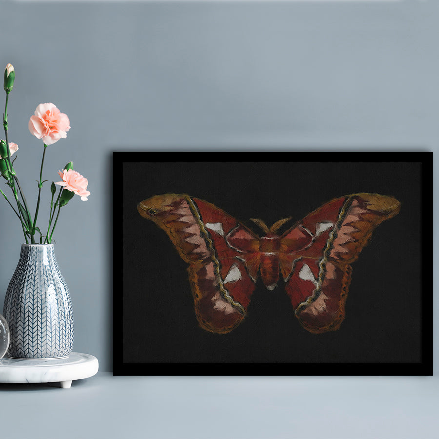 Minimalist Monarch Butterfly Framed Art Print Wall Decor, Vintage Butterfly Oil Painting Antique Botanical