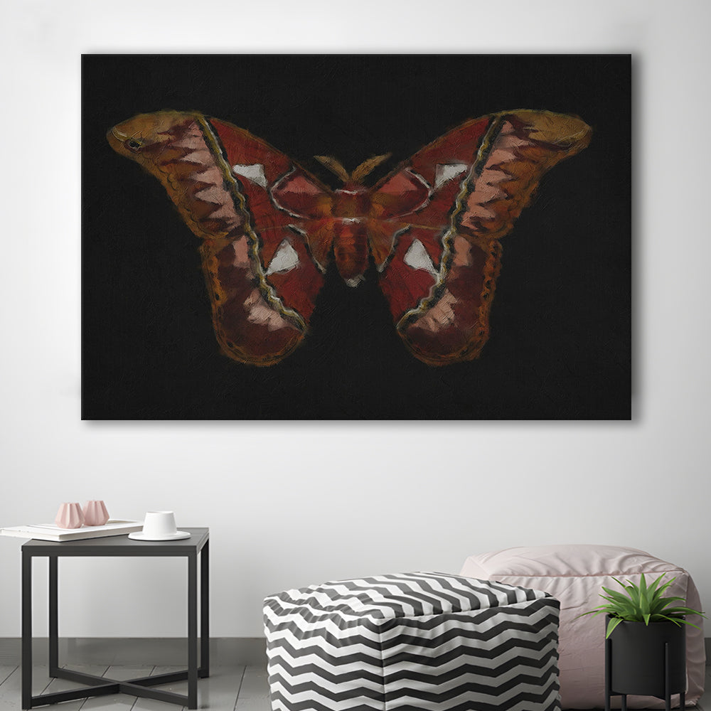 Minimalist Monarch Butterfly Canvas Print Wall Art, Vintage Butterfly Oil Painting Antique Botanical