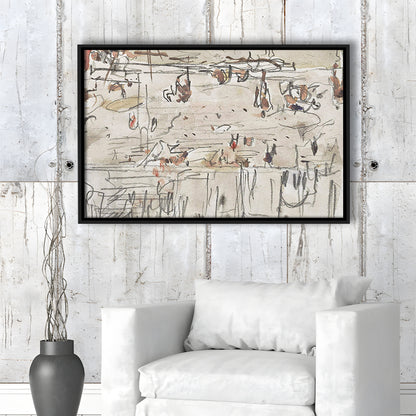 Minimalist Print Neutral Framed Canvas Print Wall Art, Neutral Abstract Arts Beige Abstract Modern Painting