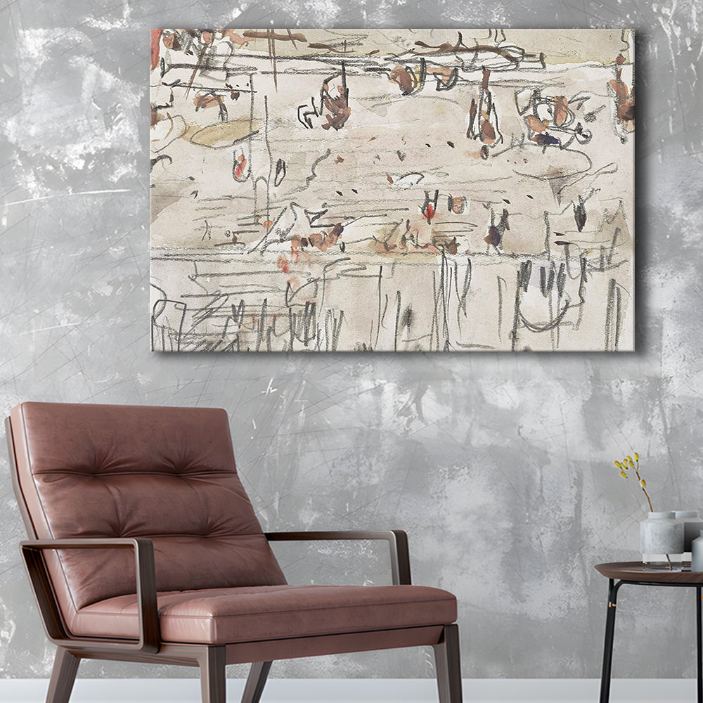 Minimalist Print Neutral Canvas Print Wall Art, Neutral Abstract Arts Beige Abstract Modern Painting