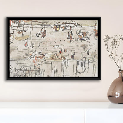 Minimalist Print Neutral Framed Canvas Print Wall Art, Neutral Abstract Arts Beige Abstract Modern Painting