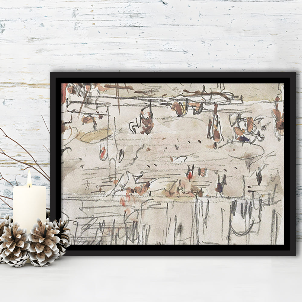Minimalist Print Neutral Framed Canvas Print Wall Art, Neutral Abstract Arts Beige Abstract Modern Painting