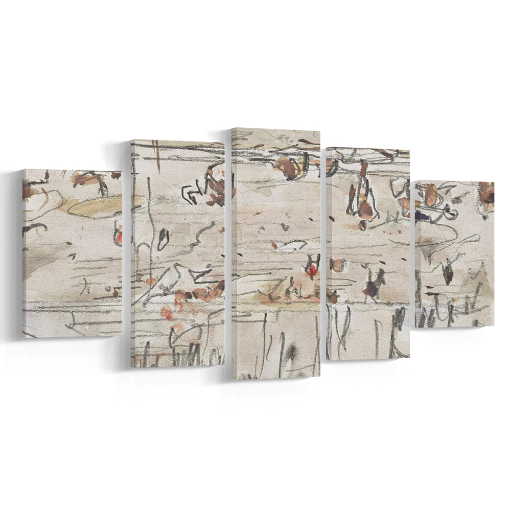 Minimalist Print Neutral Mixed Canvas Print Wall Art, Neutral Abstract Arts Beige Abstract Modern Painting