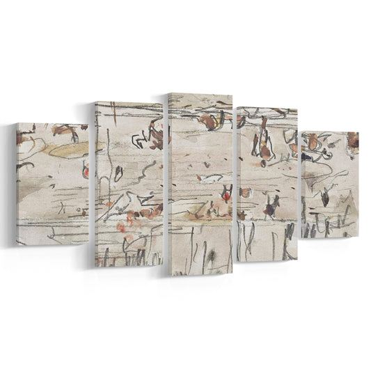 Minimalist Print Neutral Mixed Canvas Print Wall Art, Neutral Abstract Arts Beige Abstract Modern Painting