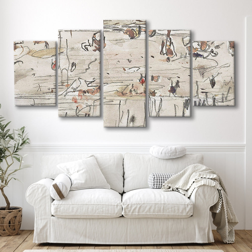 Minimalist Print Neutral Mixed Canvas Print Wall Art, Neutral Abstract Arts Beige Abstract Modern Painting