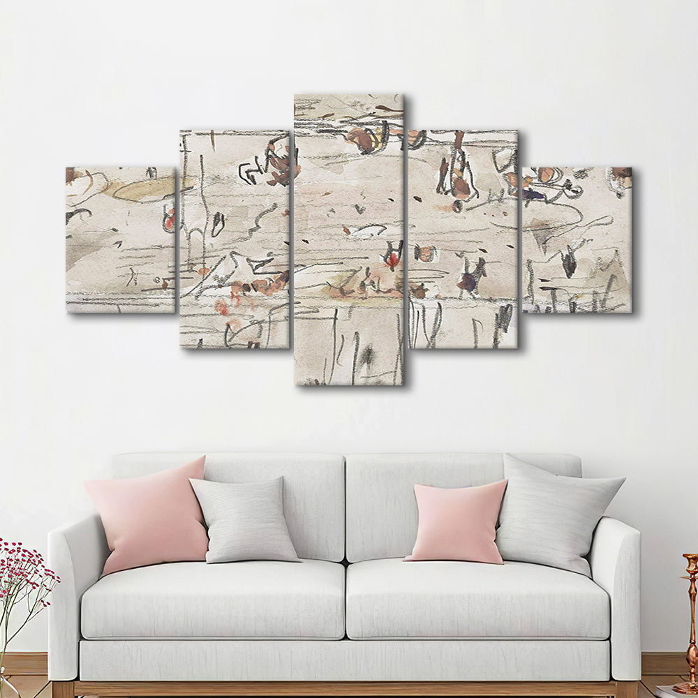 Minimalist Print Neutral Mixed Canvas Print Wall Art, Neutral Abstract Arts Beige Abstract Modern Painting