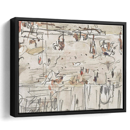 Minimalist Print Neutral Framed Canvas Print Wall Art, Neutral Abstract Arts Beige Abstract Modern Painting
