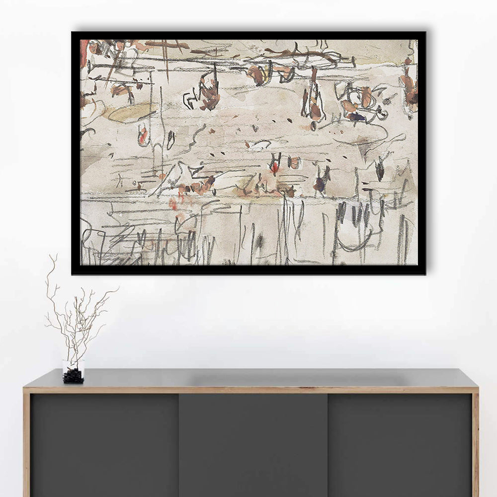 Minimalist Print Neutral Framed Art Print Wall Decor, Neutral Abstract Arts Beige Abstract Modern Painting