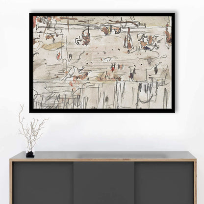 Minimalist Print Neutral Framed Art Print Wall Decor, Neutral Abstract Arts Beige Abstract Modern Painting