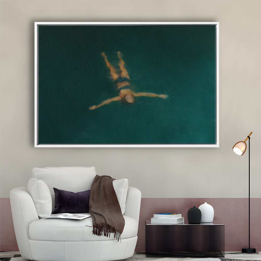 Minimalist Seascape Oil Painting Neutral Portrait Ocean Framed Canvas Print Wall Art, Coastal Farmhouse Decor Summer Art