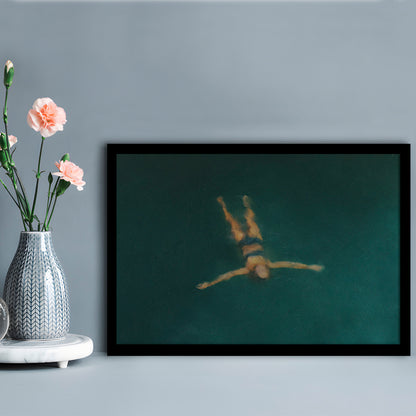 Minimalist Seascape Oil Painting Neutral Portrait Ocean Framed Art Print Wall Decor, Coastal Farmhouse Decor Summer Art