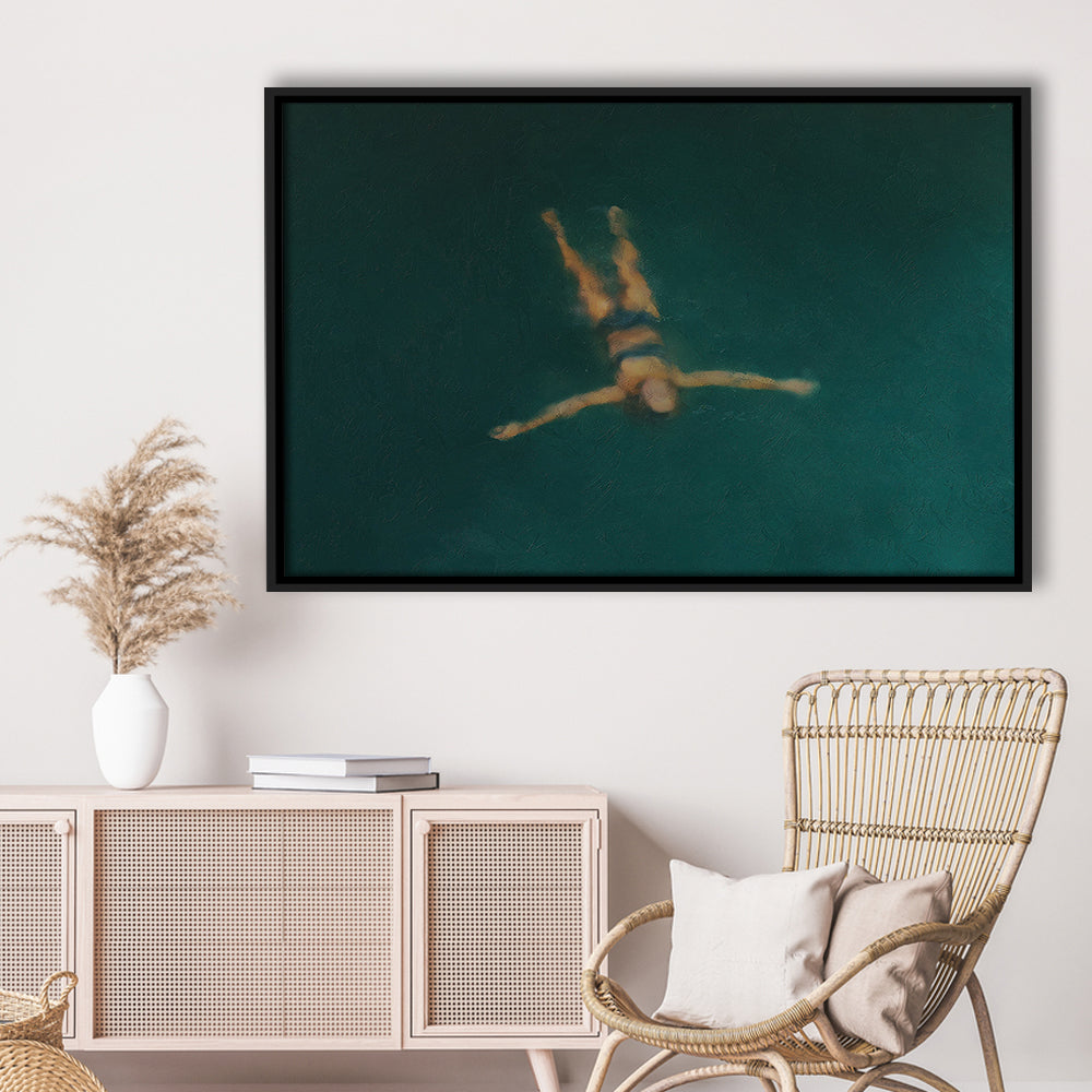 Minimalist Seascape Oil Painting Neutral Portrait Ocean Framed Canvas Print Wall Art, Coastal Farmhouse Decor Summer Art