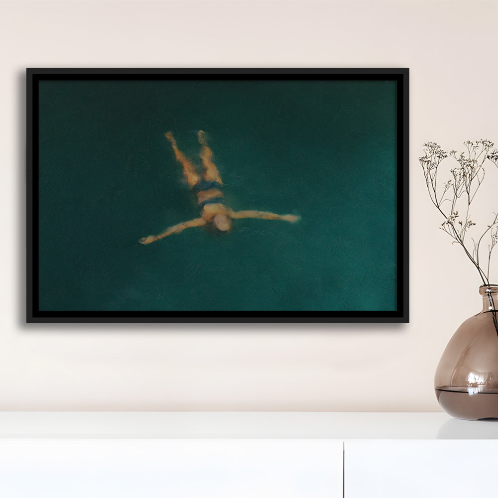 Minimalist Seascape Oil Painting Neutral Portrait Ocean Framed Canvas Print Wall Art, Coastal Farmhouse Decor Summer Art