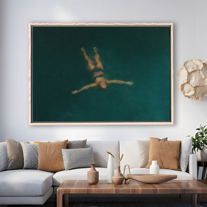 Minimalist Seascape Oil Painting Neutral Portrait Ocean Framed Canvas Print Wall Art, Coastal Farmhouse Decor Summer Art