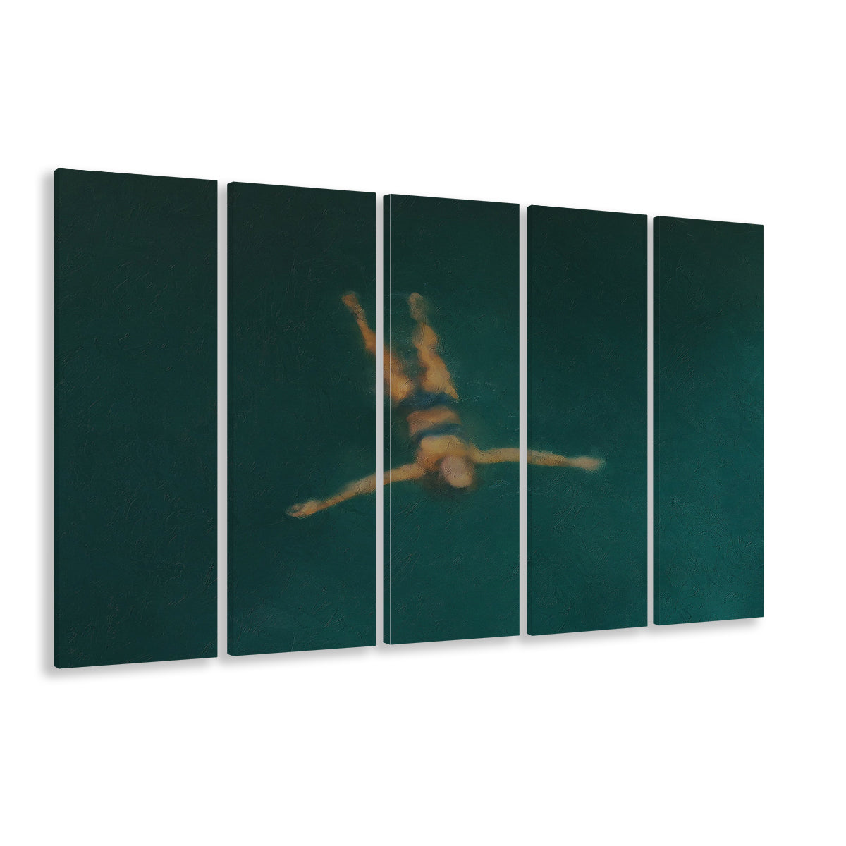 Minimalist Seascape Oil Painting Neutral Portrait Ocean 5 Panels Canvas Print Wall Art, Coastal Farmhouse Decor Summer Art