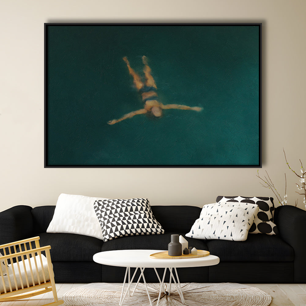Minimalist Seascape Oil Painting Neutral Portrait Ocean Framed Canvas Print Wall Art, Coastal Farmhouse Decor Summer Art