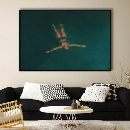 Minimalist Seascape Oil Painting Neutral Portrait Ocean Framed Canvas Print Wall Art, Coastal Farmhouse Decor Summer Art