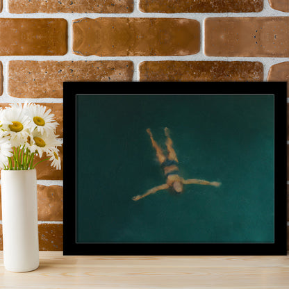 Minimalist Seascape Oil Painting Neutral Portrait Ocean Framed Art Print Wall Decor, Coastal Farmhouse Decor Summer Art