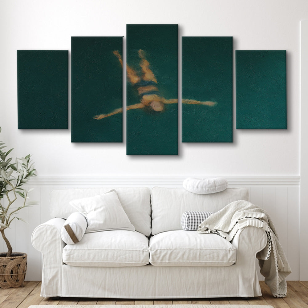 Minimalist Seascape Oil Painting Neutral Portrait Ocean Mixed Canvas Print Wall Art, Coastal Farmhouse Decor Summer Art