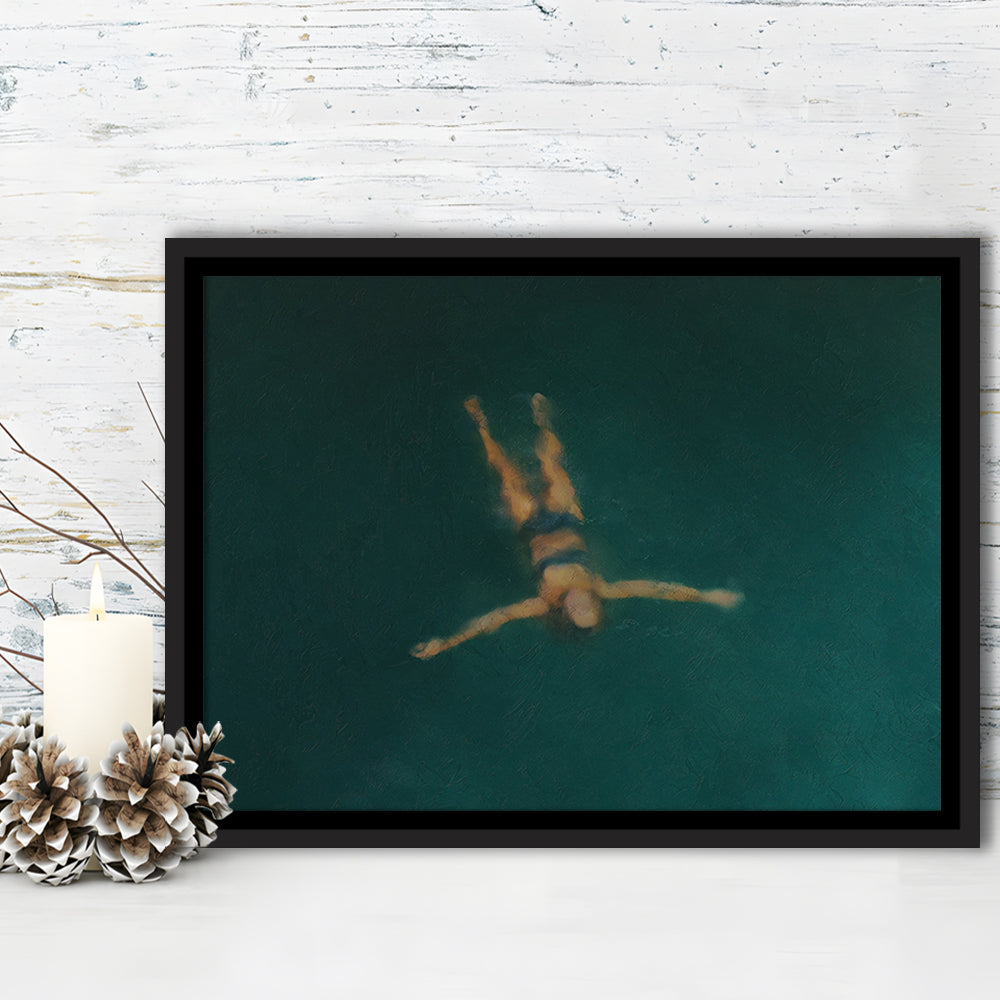 Minimalist Seascape Oil Painting Neutral Portrait Ocean Framed Canvas Print Wall Art, Coastal Farmhouse Decor Summer Art