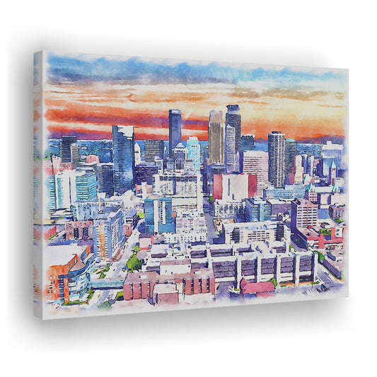 Minneapolis Painting Canvas Watercolor, Minneapolis Minnesota, Sport Art, Gifts for him, Canvas Print Wall Art